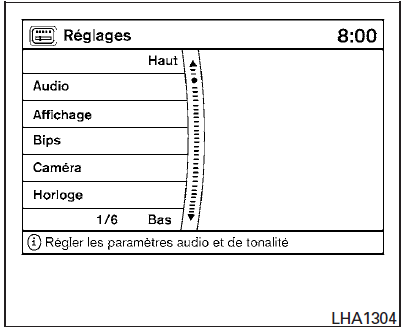 Utilisation du bouton RÉGLAGES