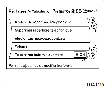 Transfert du répertoire du combiné