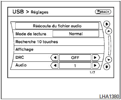 Réglages :