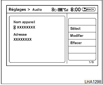 Réglages audio BluetoothMD