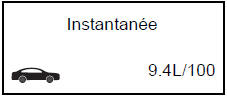 Consommation de carburant instantanéeLa valeur