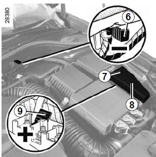 Batterie dans le compartiment moteur