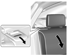 Siège arrière avec appuis-tête rabattables illustré, appuis-tête non