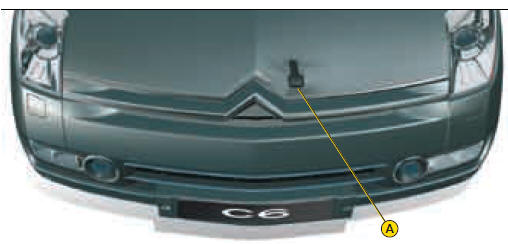 Soulevez la palette A située sous le bord et au centre du capot puis levez.